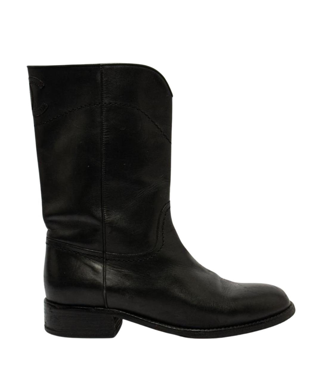 CHANEL Черные кожаные полусапоги, фото 1