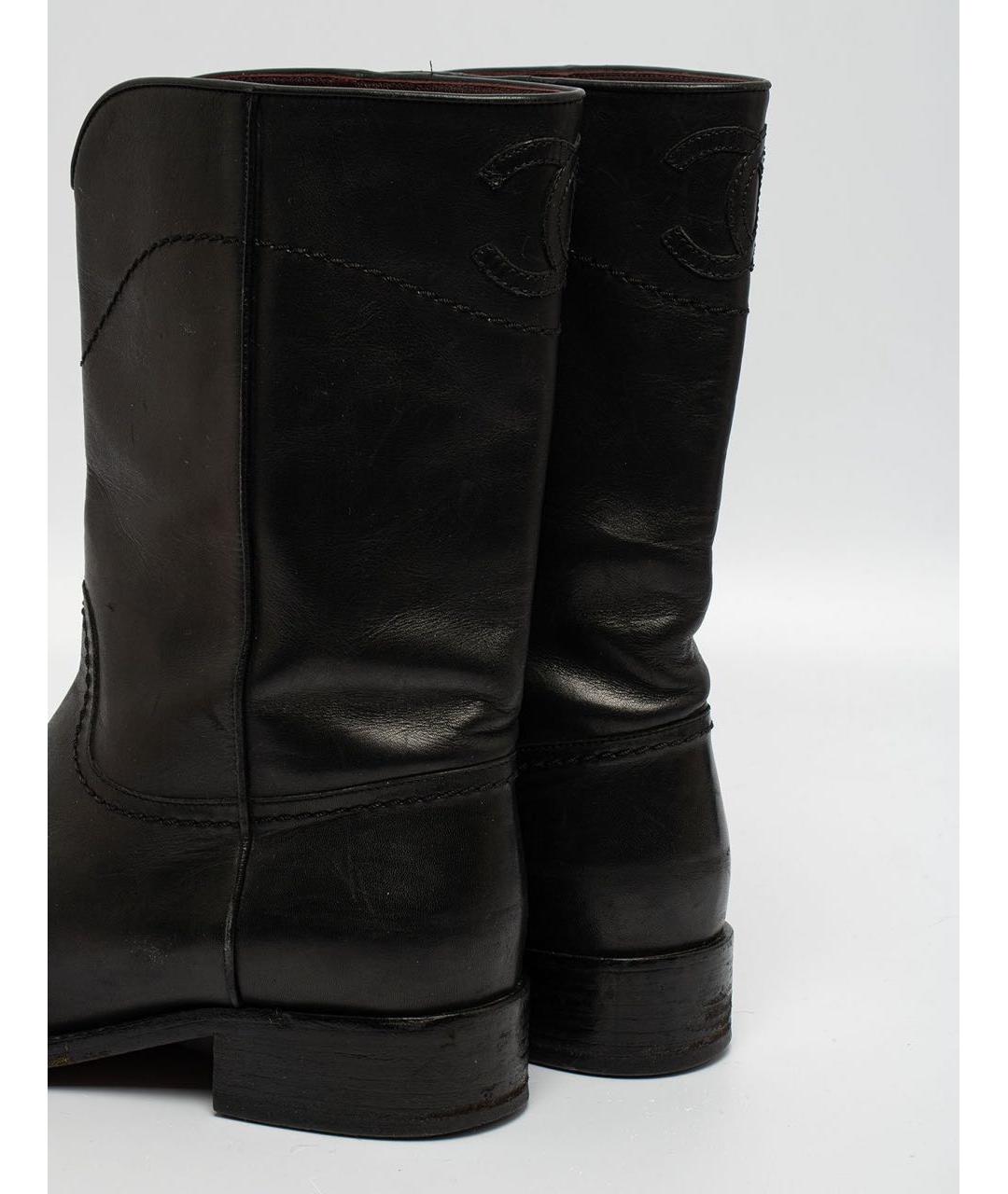 CHANEL Черные кожаные полусапоги, фото 4