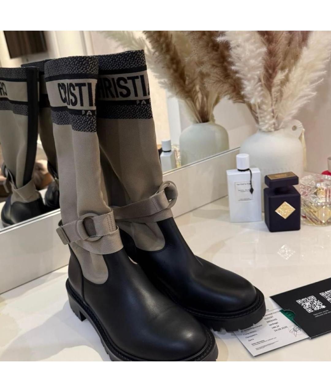 CHRISTIAN DIOR Бежевые кожаные сапоги, фото 2