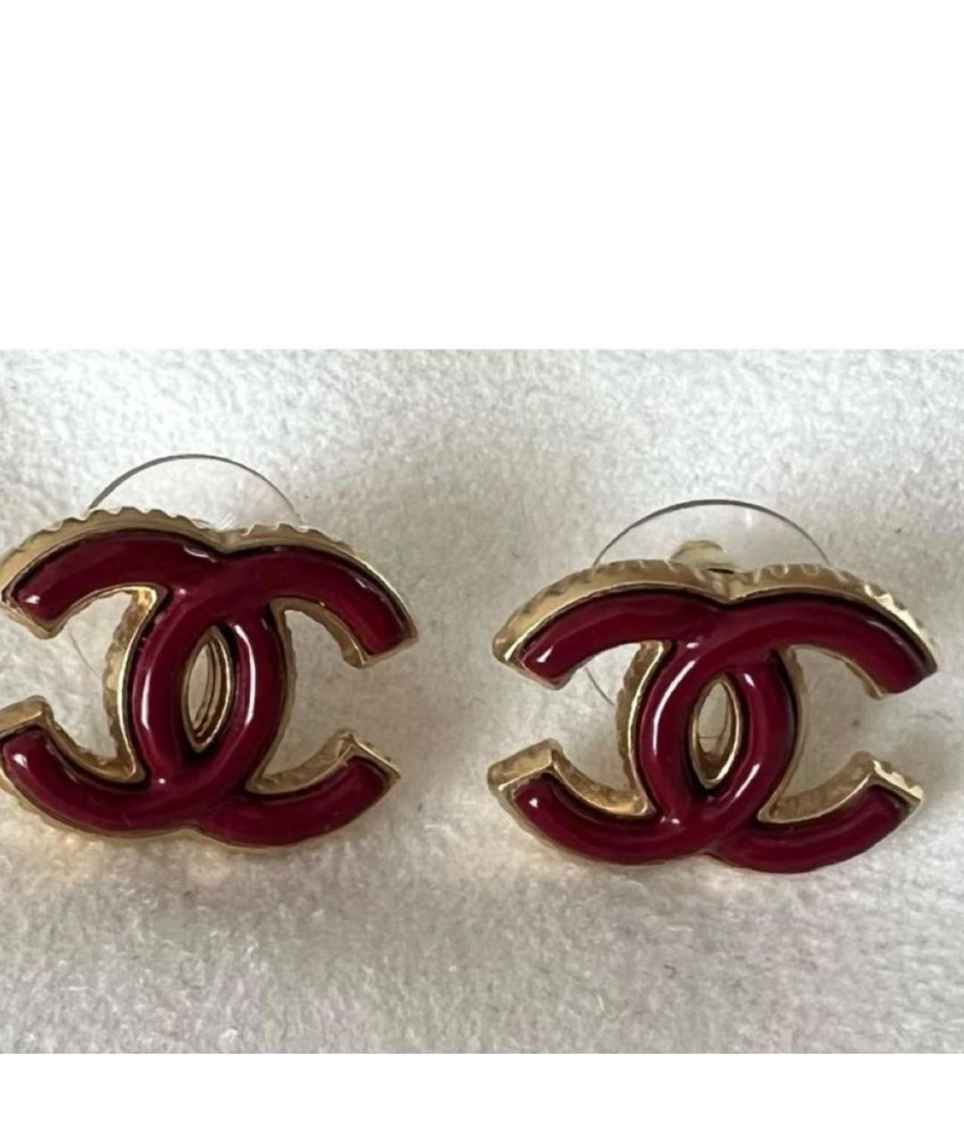 CHANEL Бордовые металлические серьги, фото 2