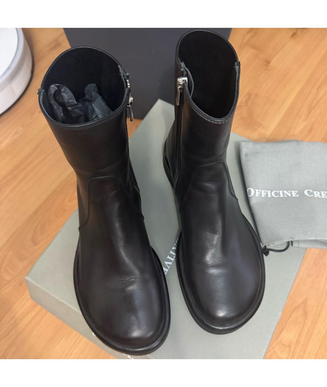 OFFICINE CREATIVE Черные кожаные ботинки, фото 2