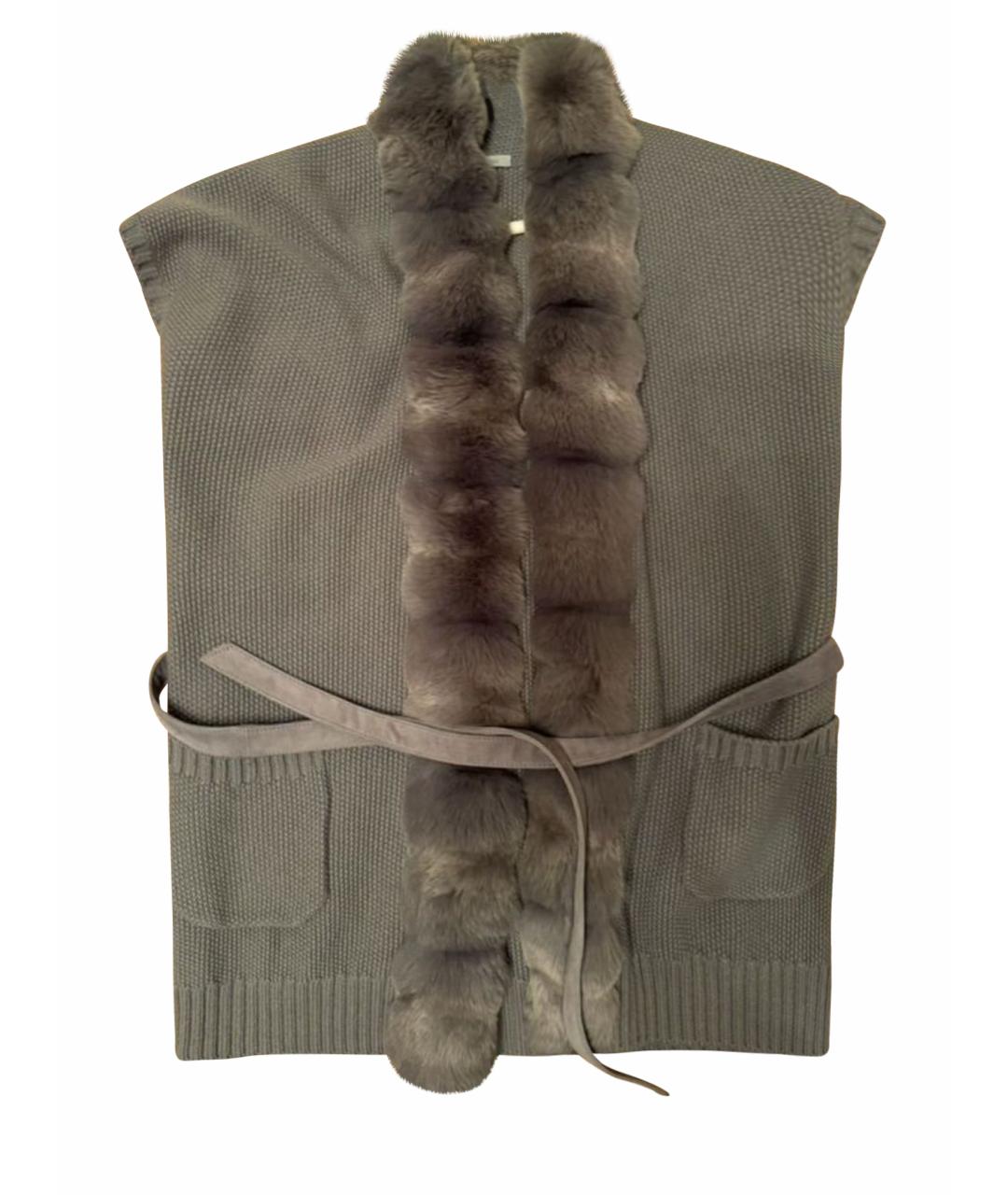 MALO Антрацитовый меховой жилет, фото 1