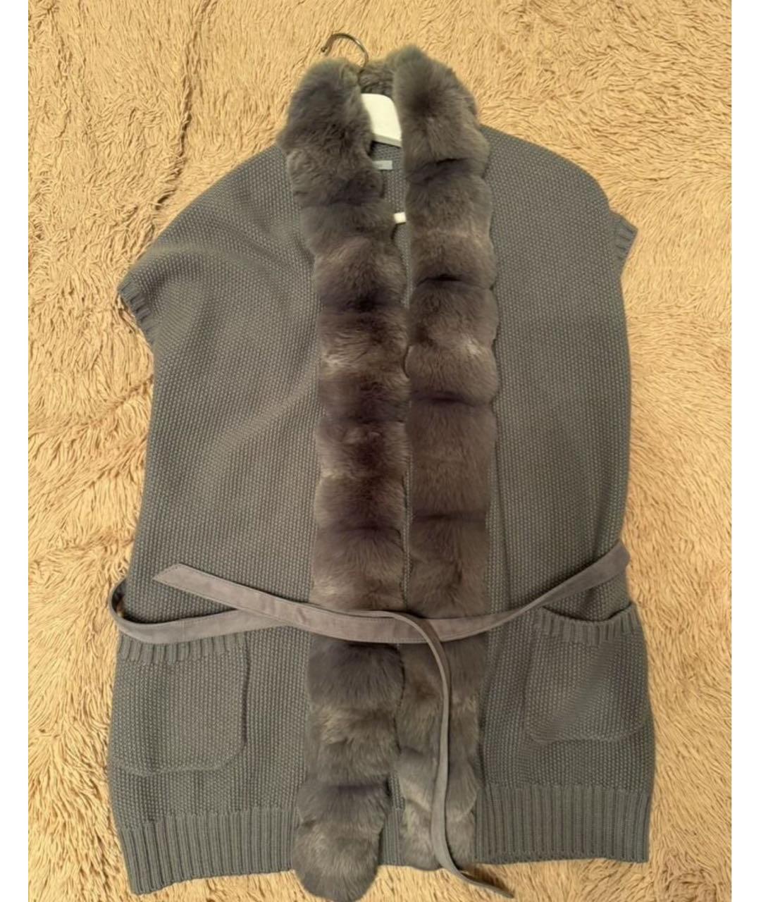 MALO Антрацитовый меховой жилет, фото 4