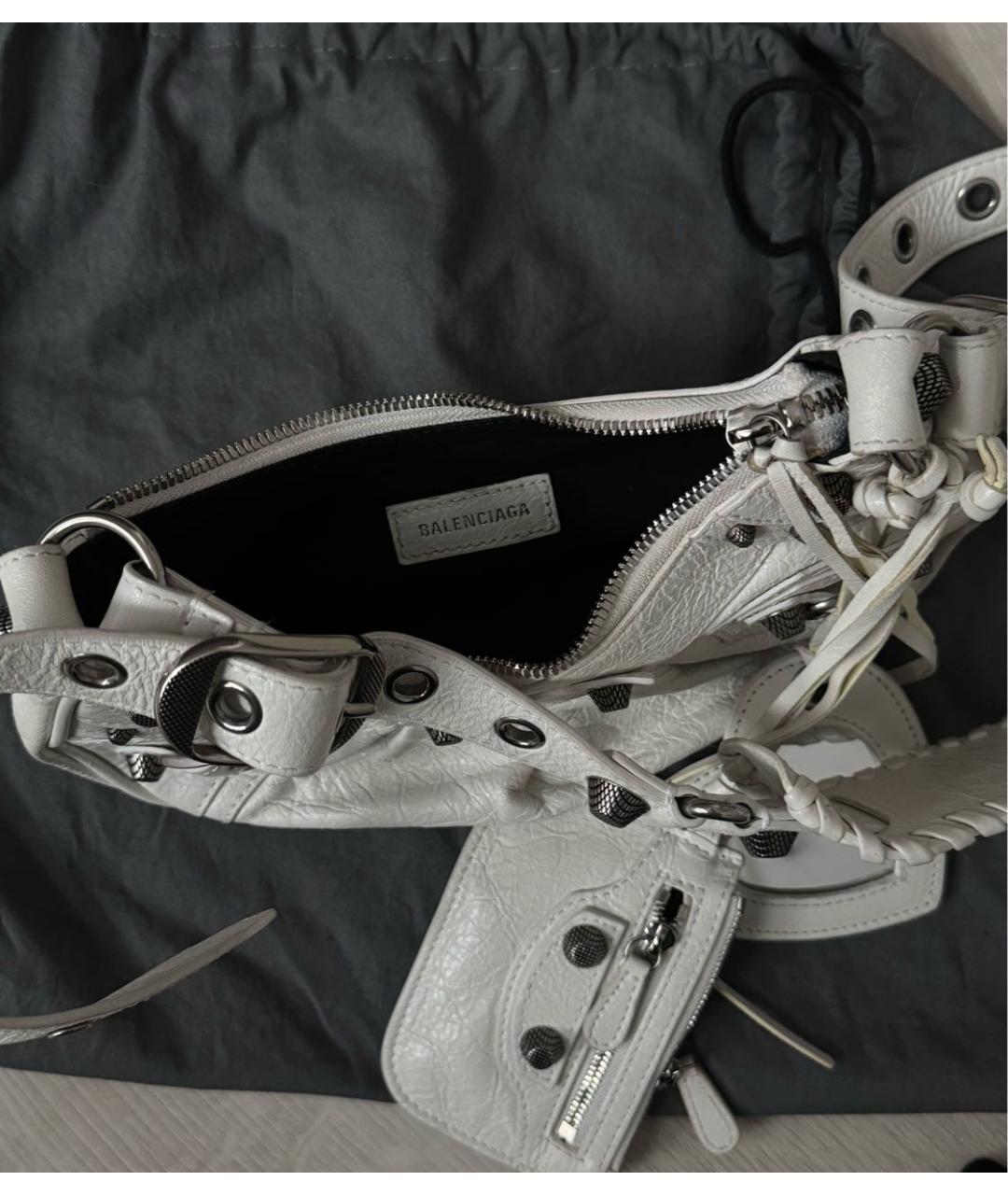 BALENCIAGA Белая кожаная сумка через плечо, фото 2