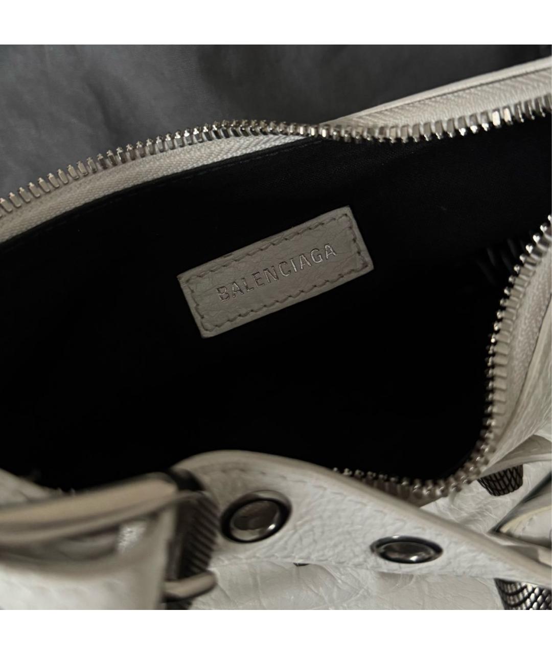 BALENCIAGA Белая кожаная сумка через плечо, фото 4