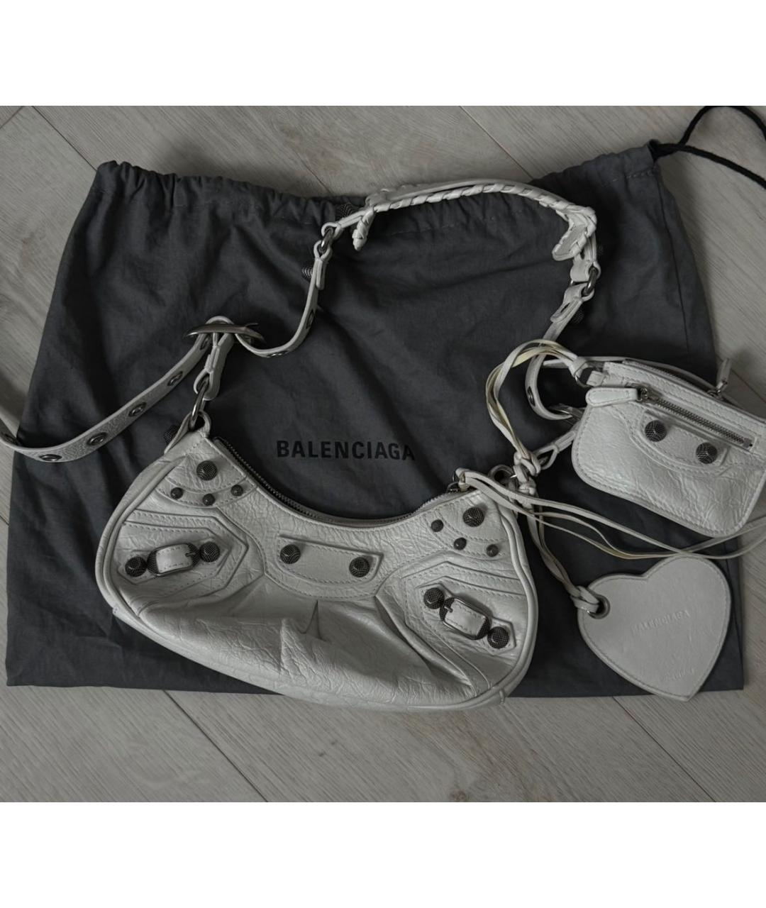 BALENCIAGA Белая кожаная сумка через плечо, фото 8