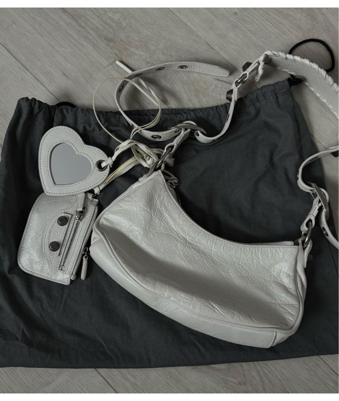 BALENCIAGA Белая кожаная сумка через плечо, фото 3