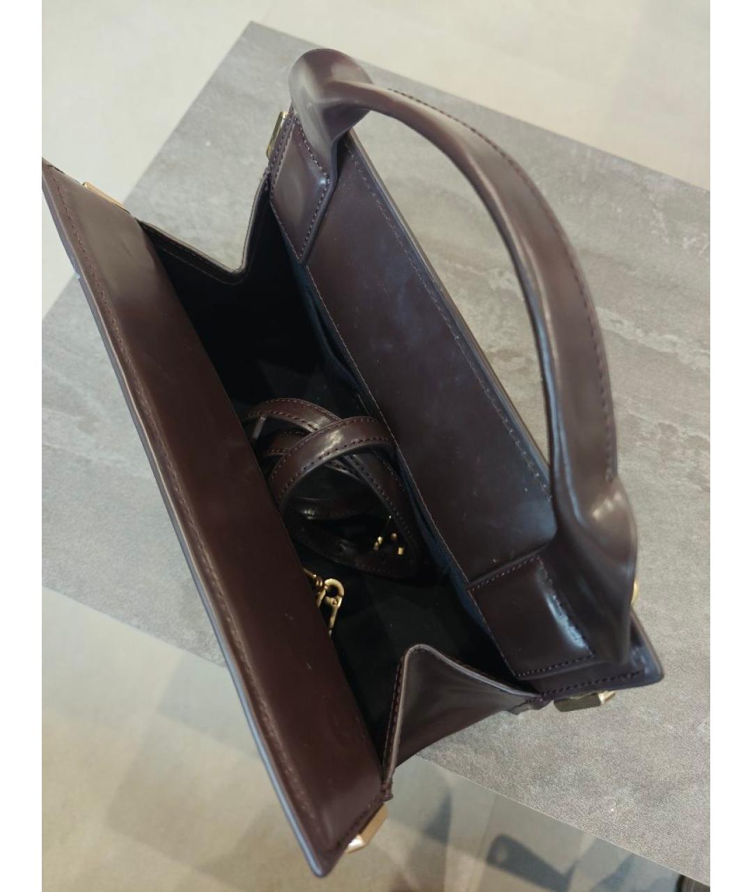 KARL LAGERFELD Бордовая кожаная сумка с короткими ручками, фото 4