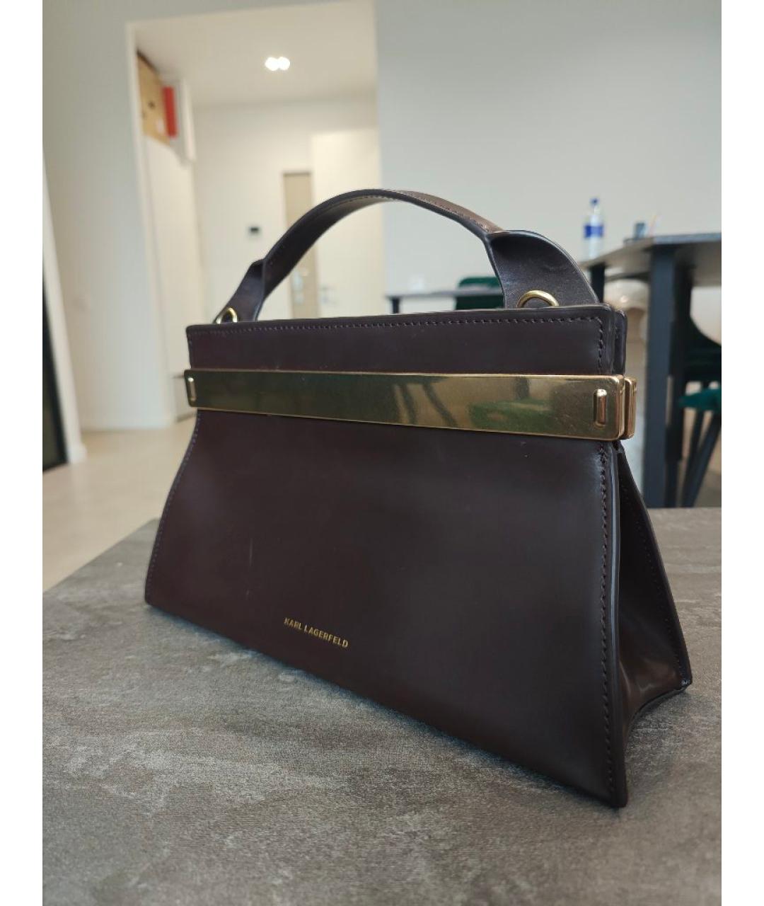 KARL LAGERFELD Бордовая кожаная сумка с короткими ручками, фото 2