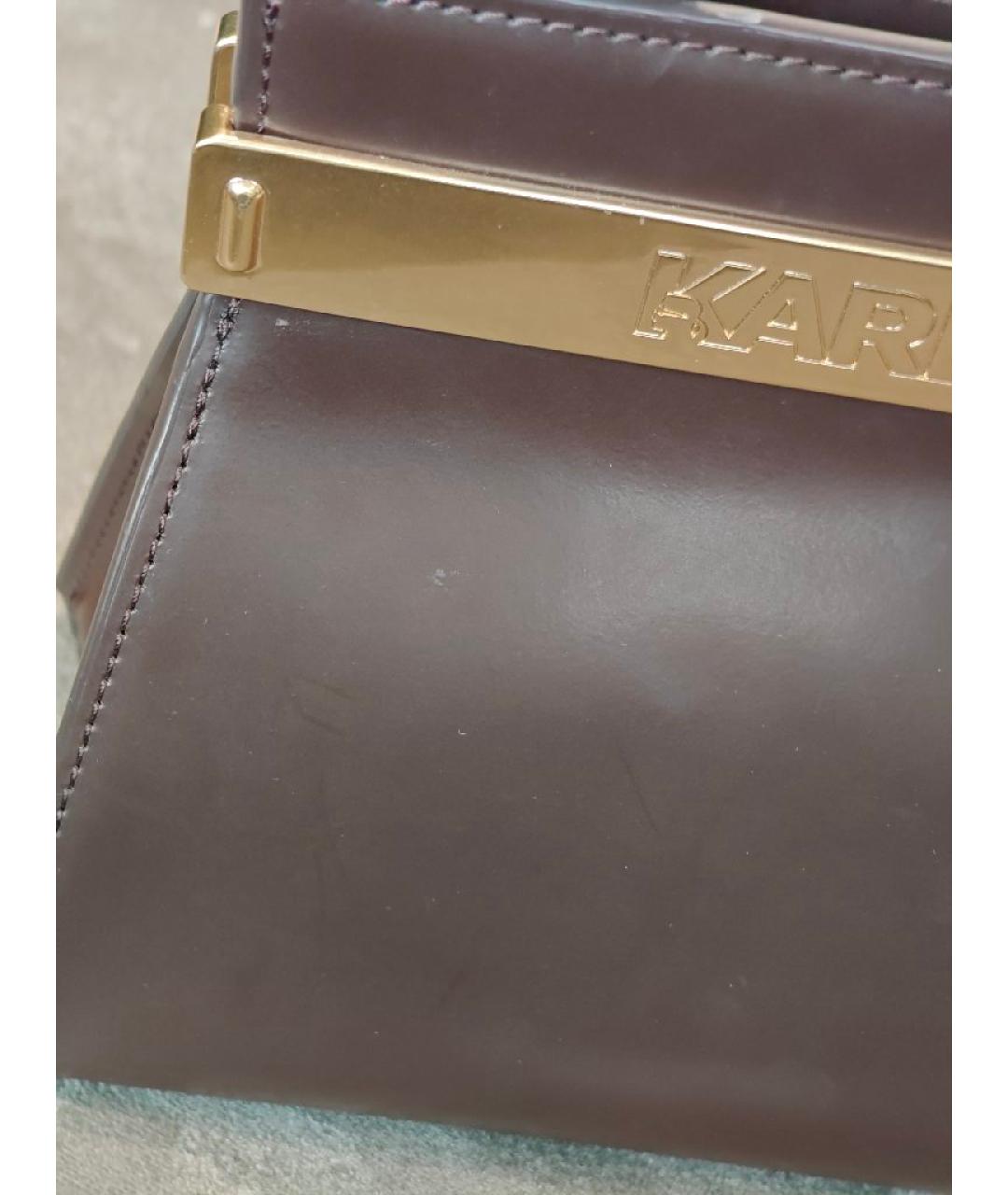 KARL LAGERFELD Бордовая кожаная сумка с короткими ручками, фото 7