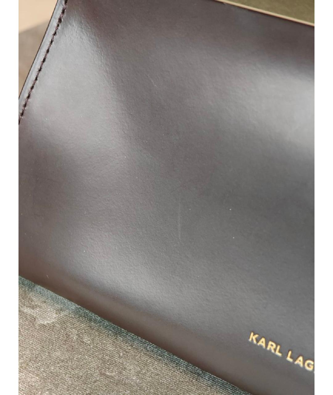 KARL LAGERFELD Бордовая кожаная сумка с короткими ручками, фото 5