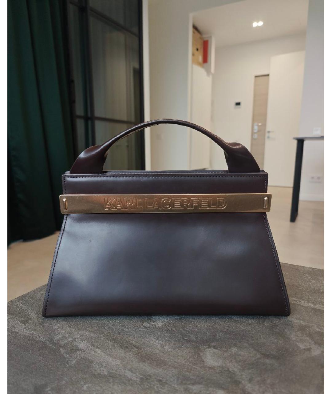 KARL LAGERFELD Бордовая кожаная сумка с короткими ручками, фото 8