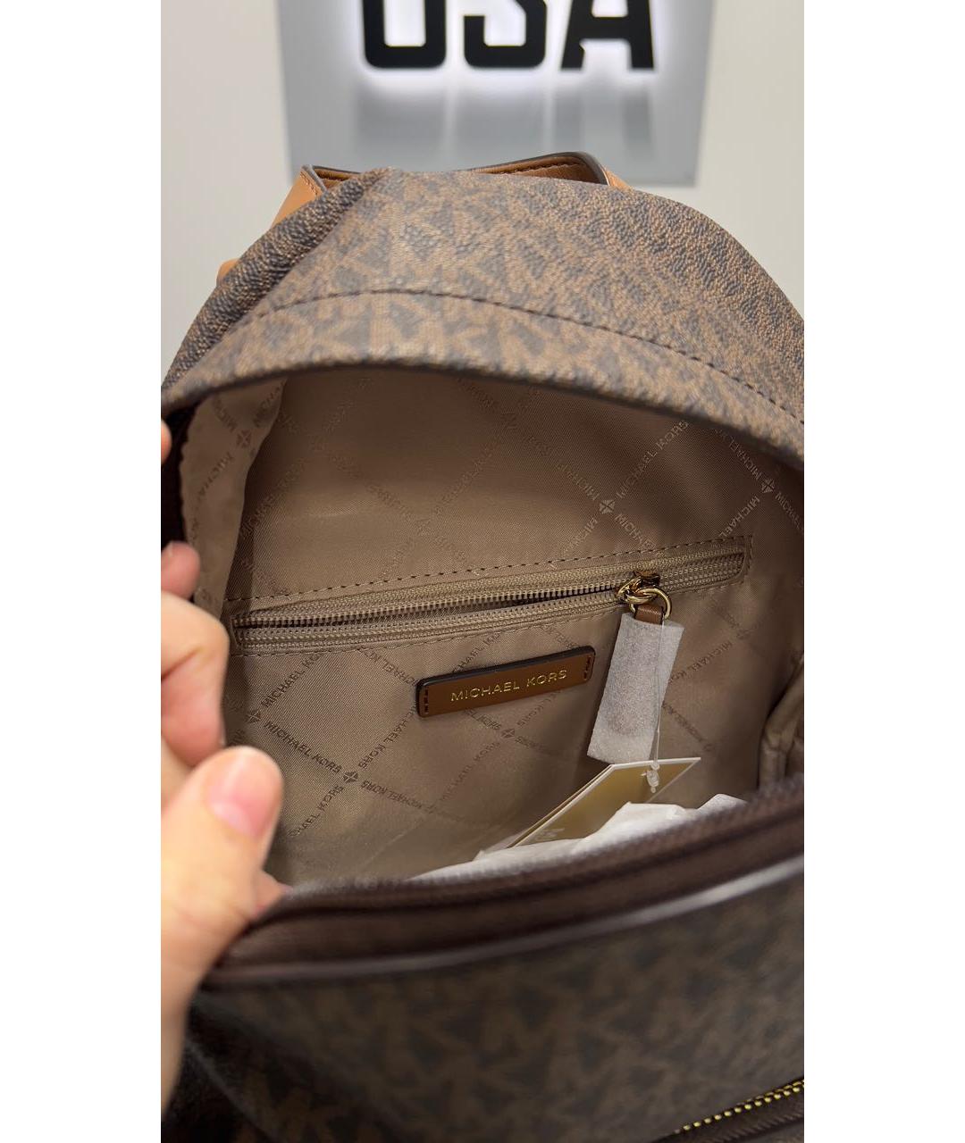 MICHAEL KORS Коричневый кожаный рюкзак, фото 4