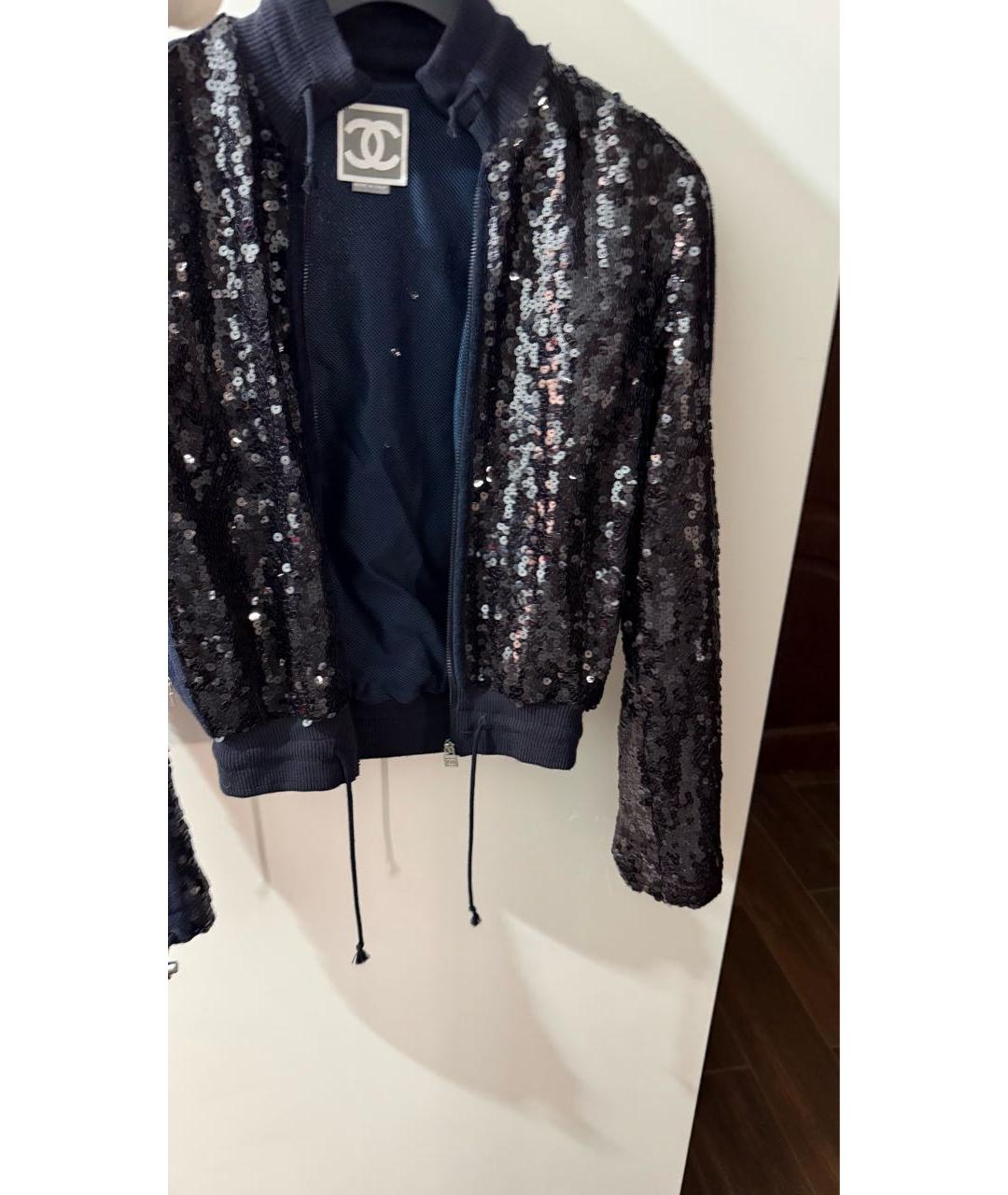 CHANEL Темно-синяя полиамидовая куртка, фото 4