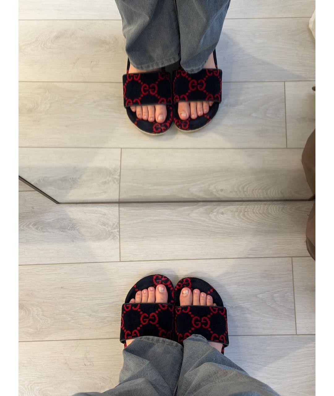 GUCCI Темно-синие бархатные шлепанцы, фото 7