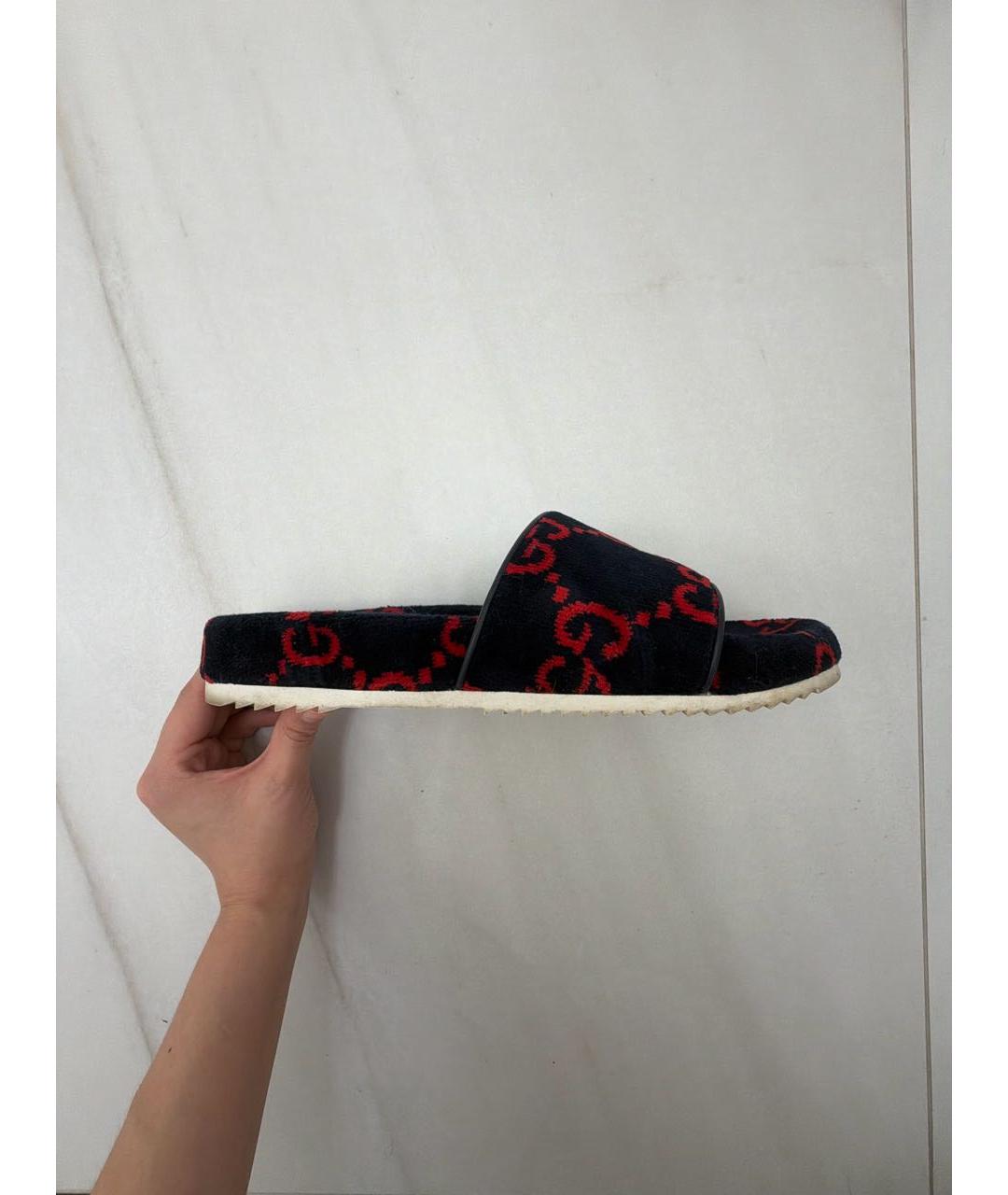 GUCCI Темно-синие бархатные шлепанцы, фото 8
