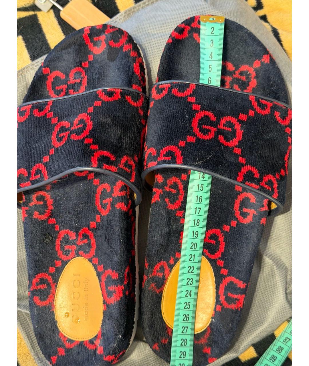 GUCCI Темно-синие бархатные шлепанцы, фото 5