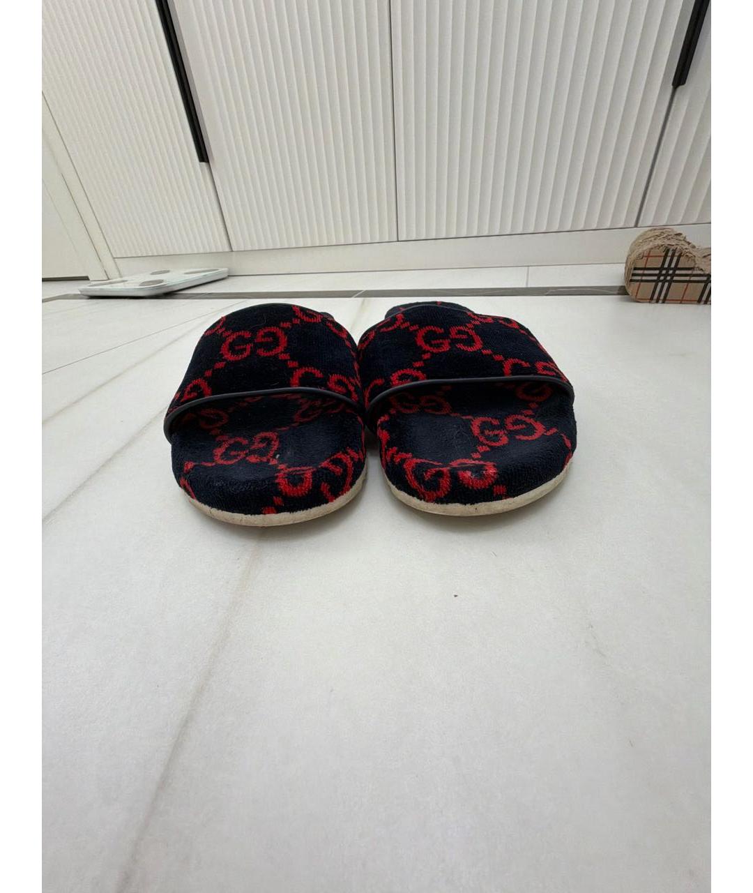 GUCCI Темно-синие бархатные шлепанцы, фото 2