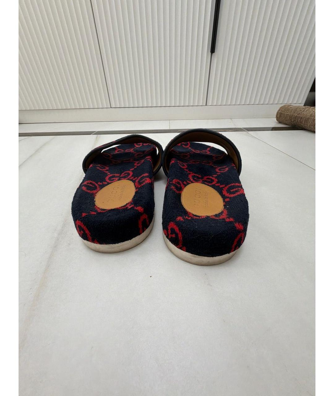 GUCCI Темно-синие бархатные шлепанцы, фото 4