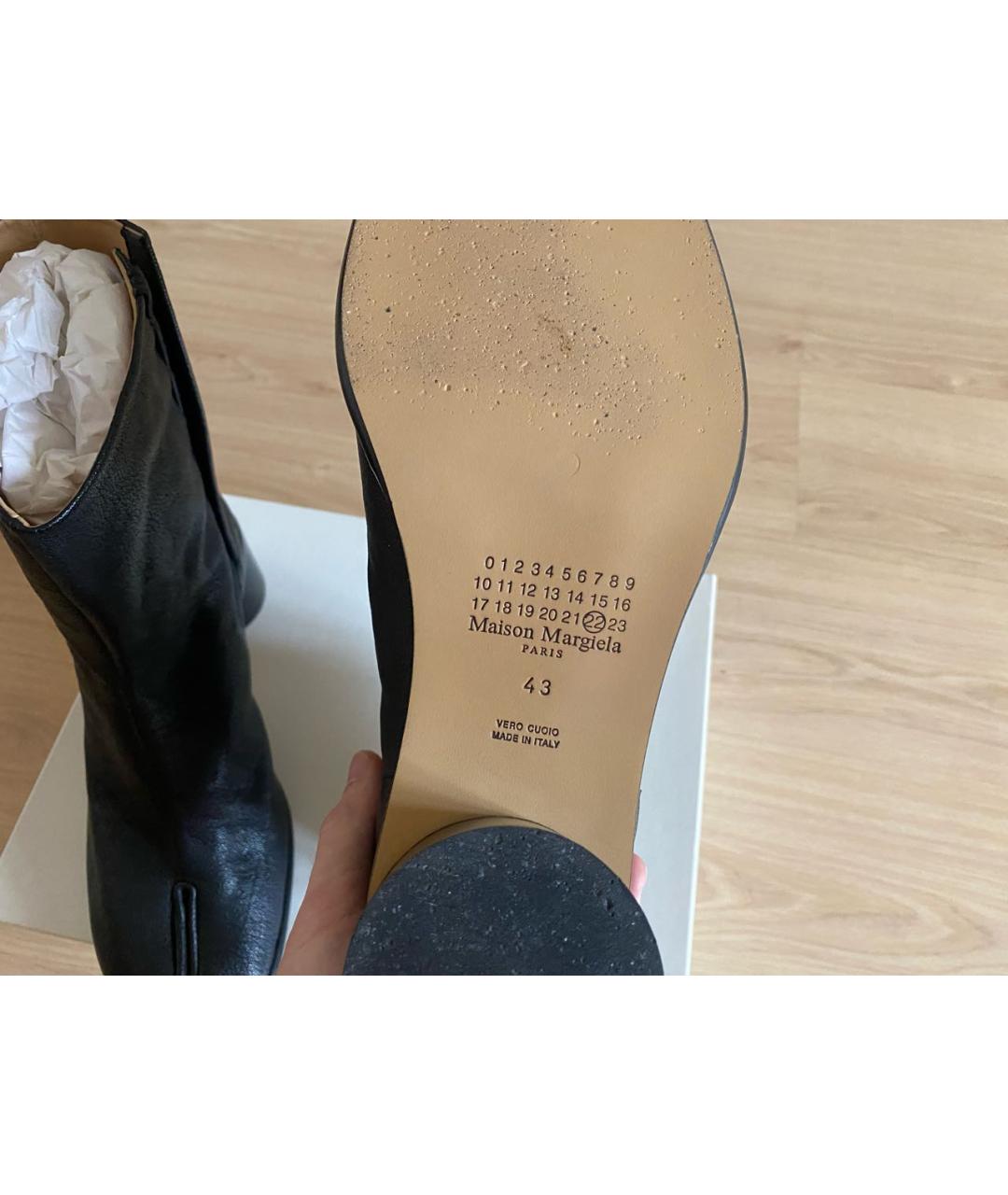 MAISON MARGIELA Черные кожаные высокие ботинки, фото 4