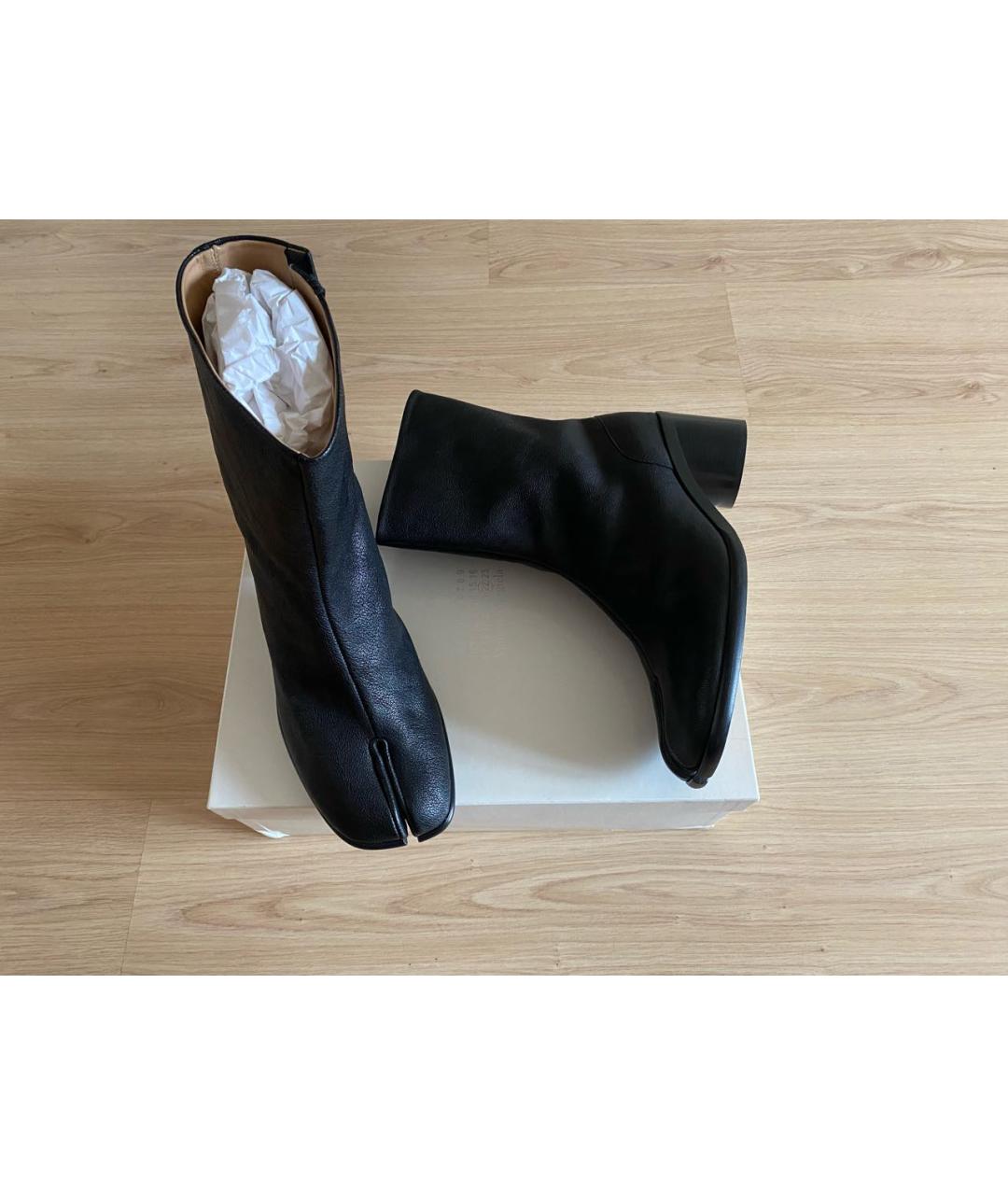 MAISON MARGIELA Черные кожаные высокие ботинки, фото 2