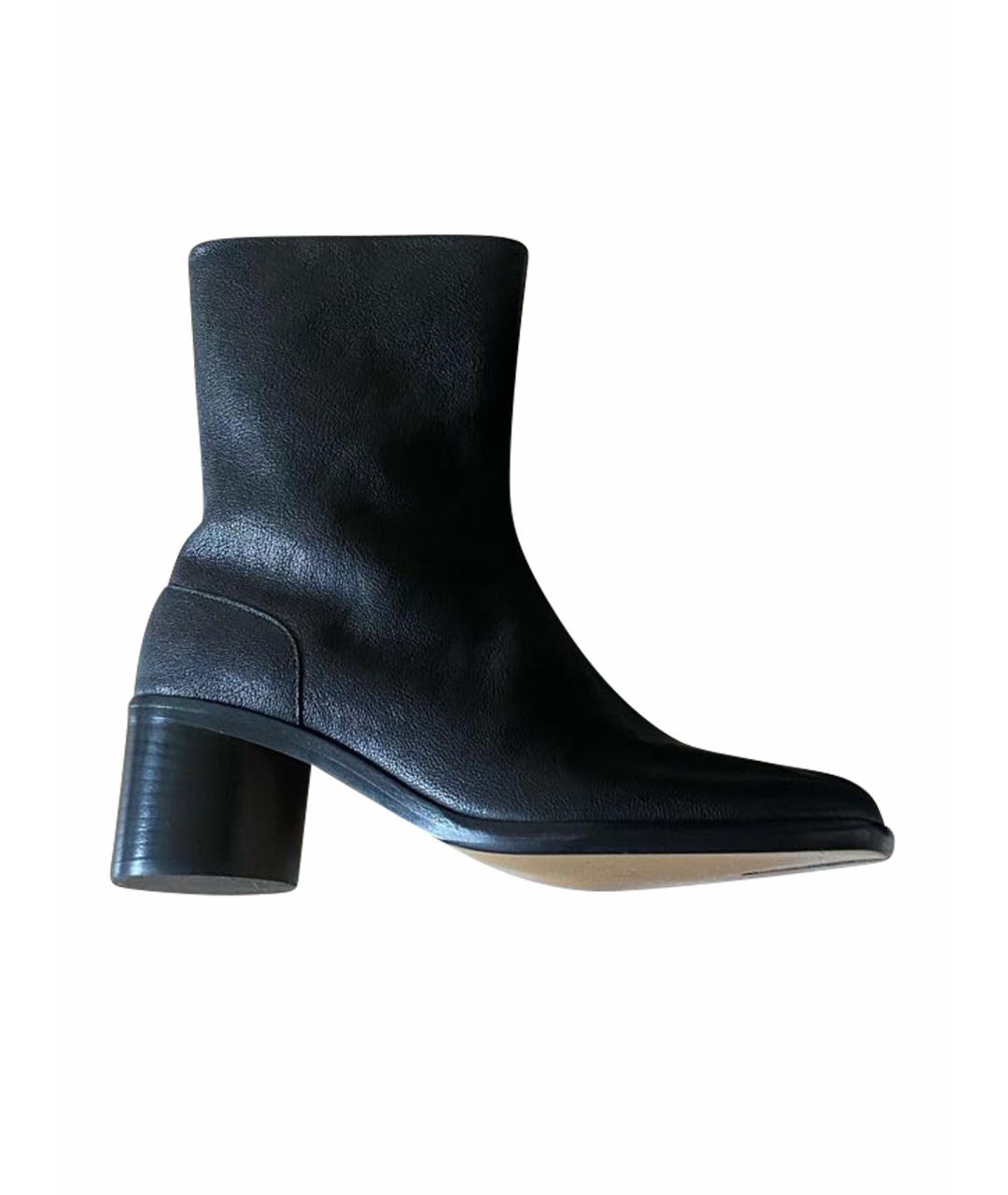 MAISON MARGIELA Черные кожаные высокие ботинки, фото 1