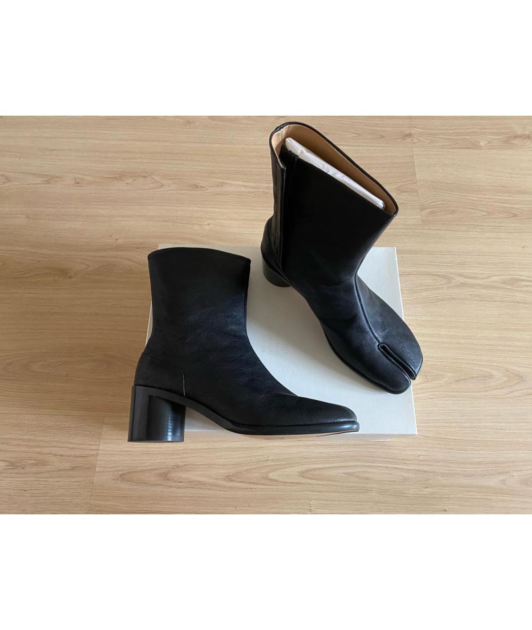 MAISON MARGIELA Черные кожаные высокие ботинки, фото 6