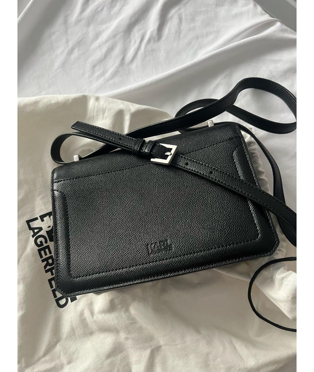 KARL LAGERFELD Черная кожаная сумка через плечо, фото 3