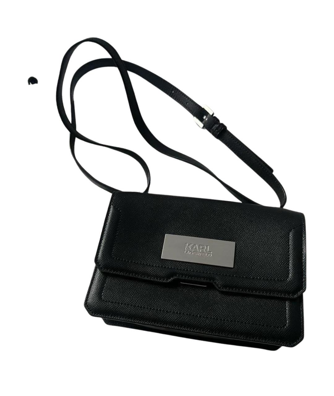 KARL LAGERFELD Черная кожаная сумка через плечо, фото 7
