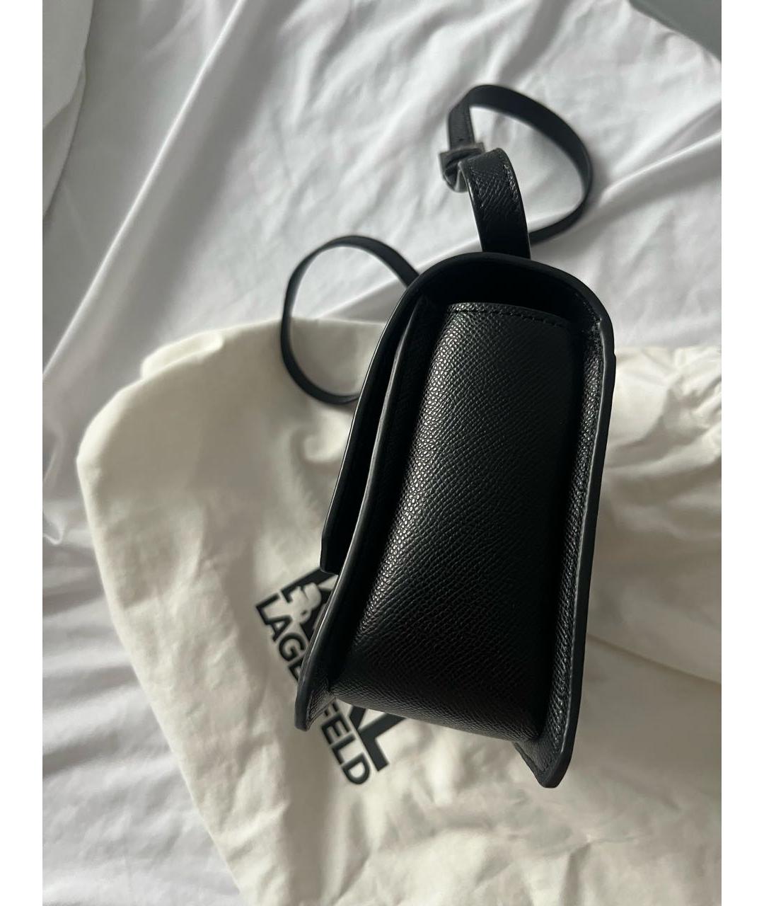 KARL LAGERFELD Черная кожаная сумка через плечо, фото 2
