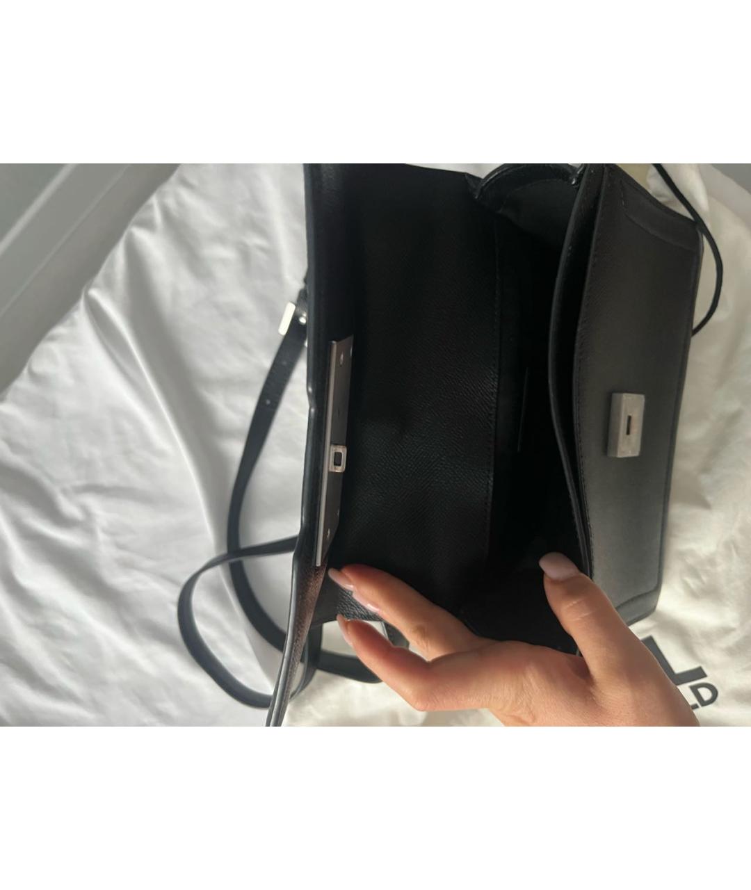 KARL LAGERFELD Черная кожаная сумка через плечо, фото 4