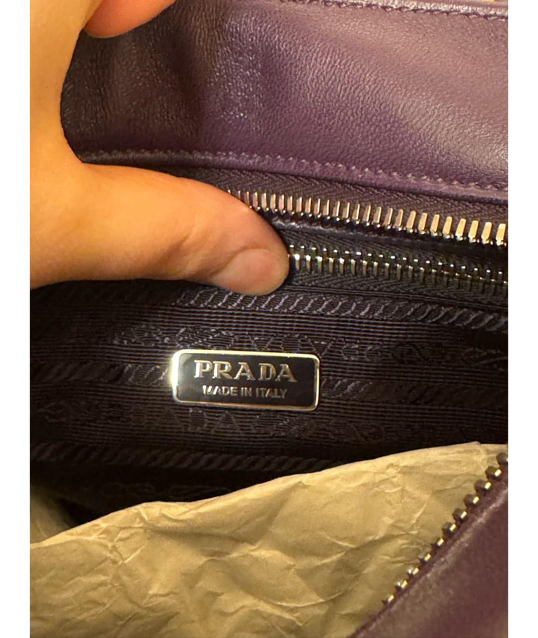 PRADA Фиолетовая кожаная сумка с короткими ручками, фото 4