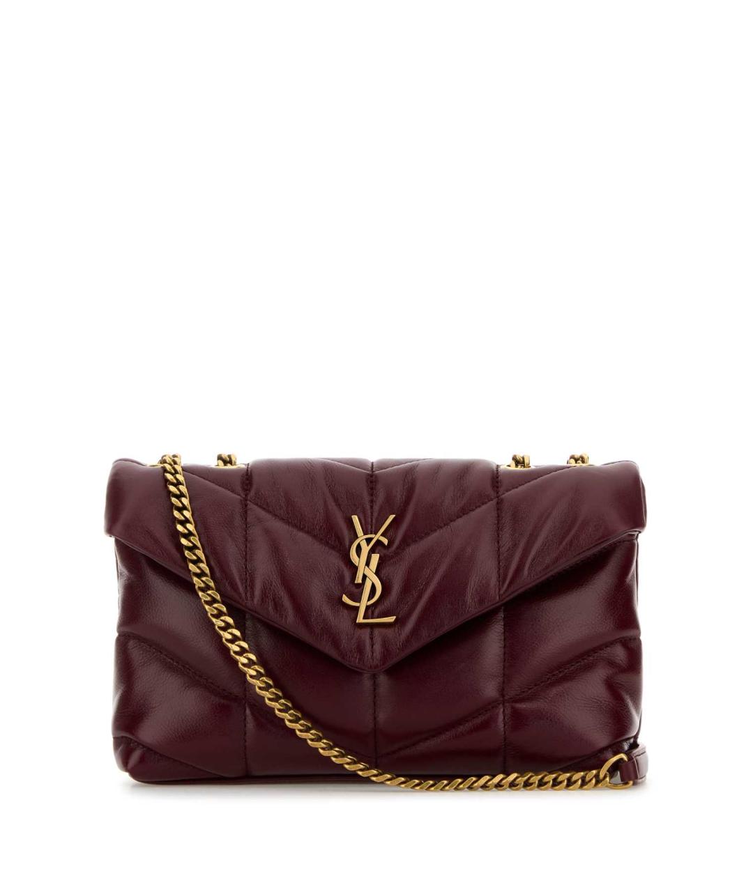 SAINT LAURENT Бордовая кожаная сумка через плечо, фото 1