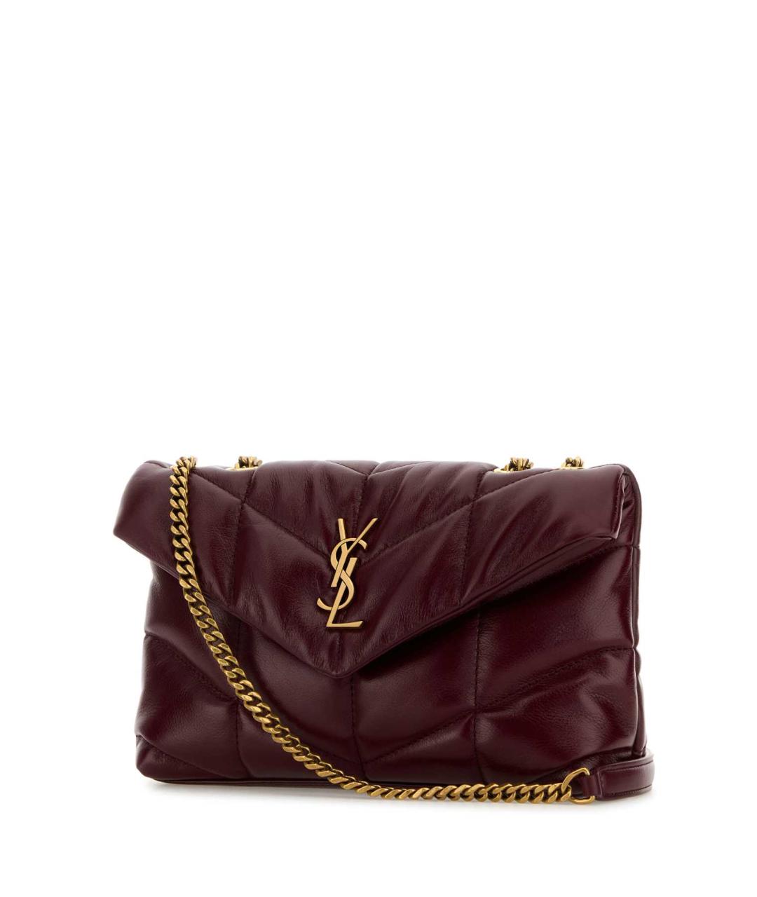 SAINT LAURENT Бордовая кожаная сумка через плечо, фото 2