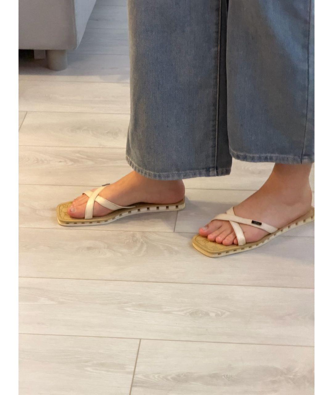 GUCCI Бежевые кожаные шлепанцы, фото 8