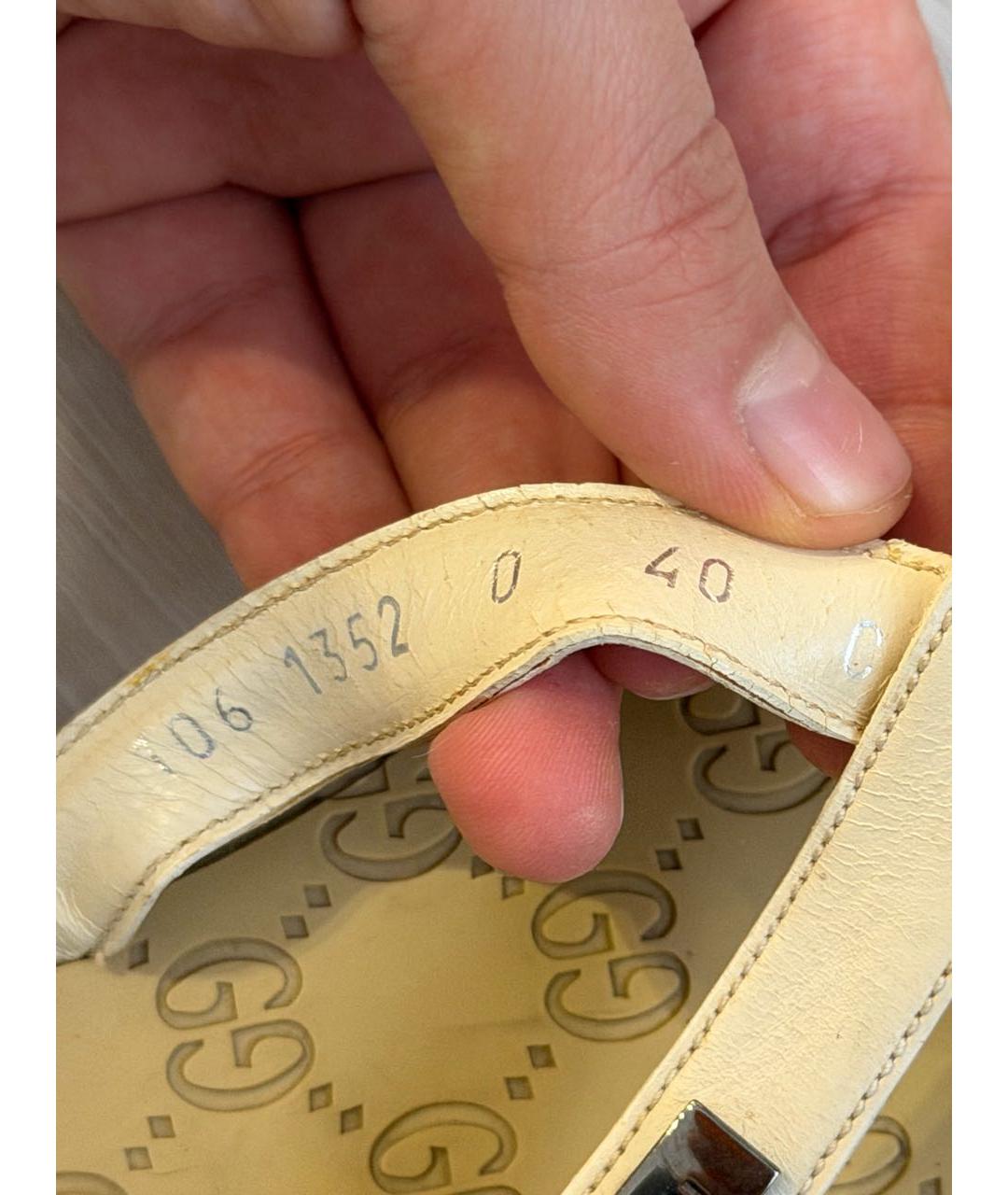 GUCCI Бежевые кожаные шлепанцы, фото 6