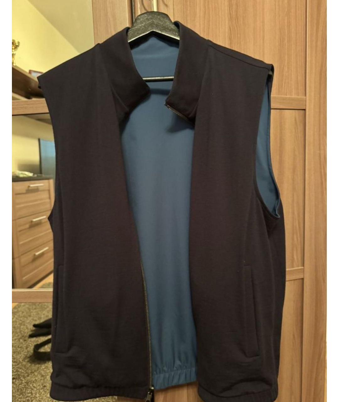LORO PIANA Голубой шерстяной жилет, фото 4