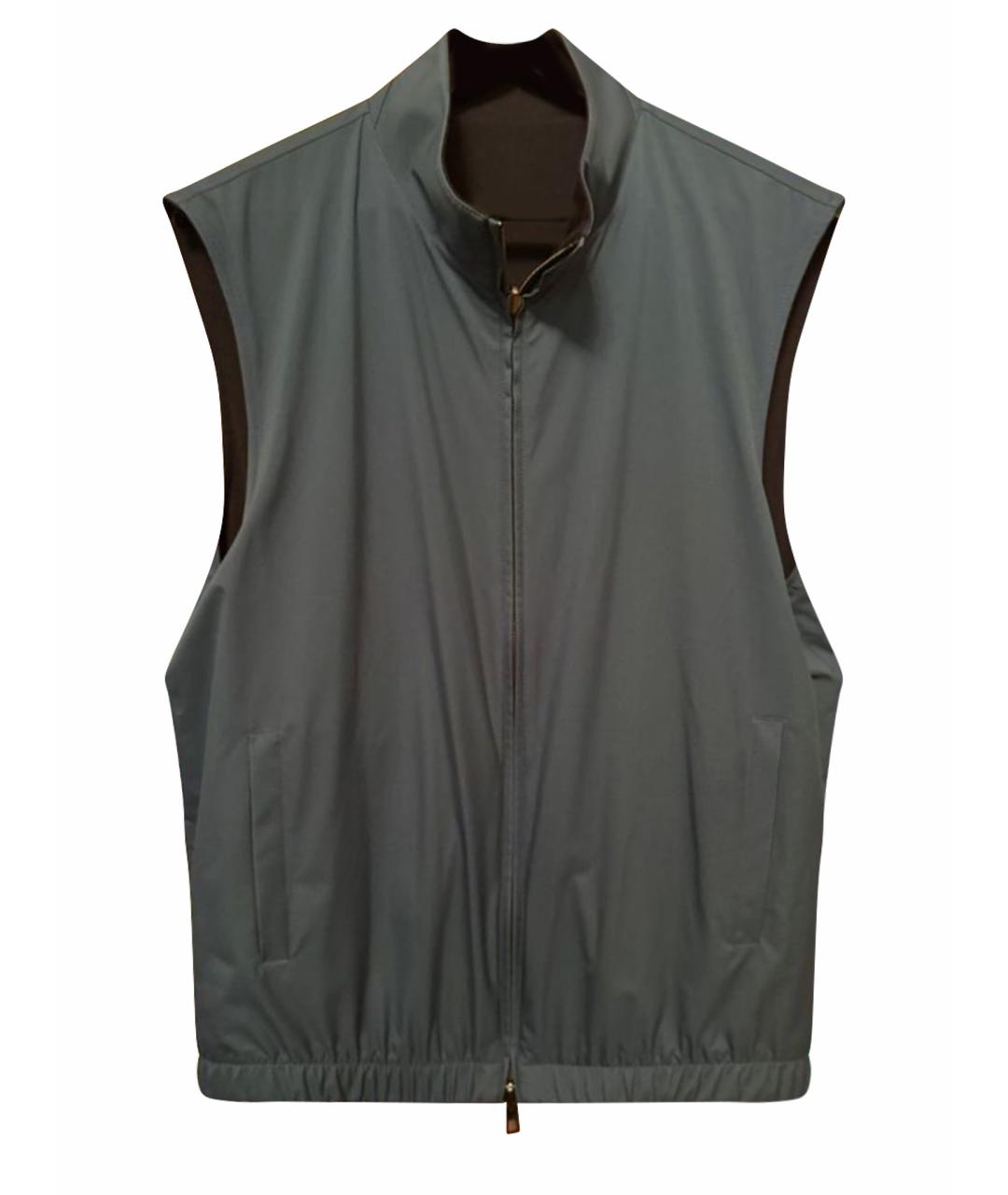 LORO PIANA Голубой шерстяной жилет, фото 1