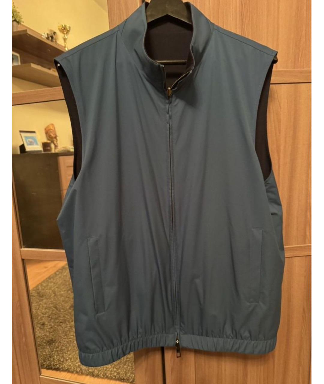 LORO PIANA Голубой шерстяной жилет, фото 9