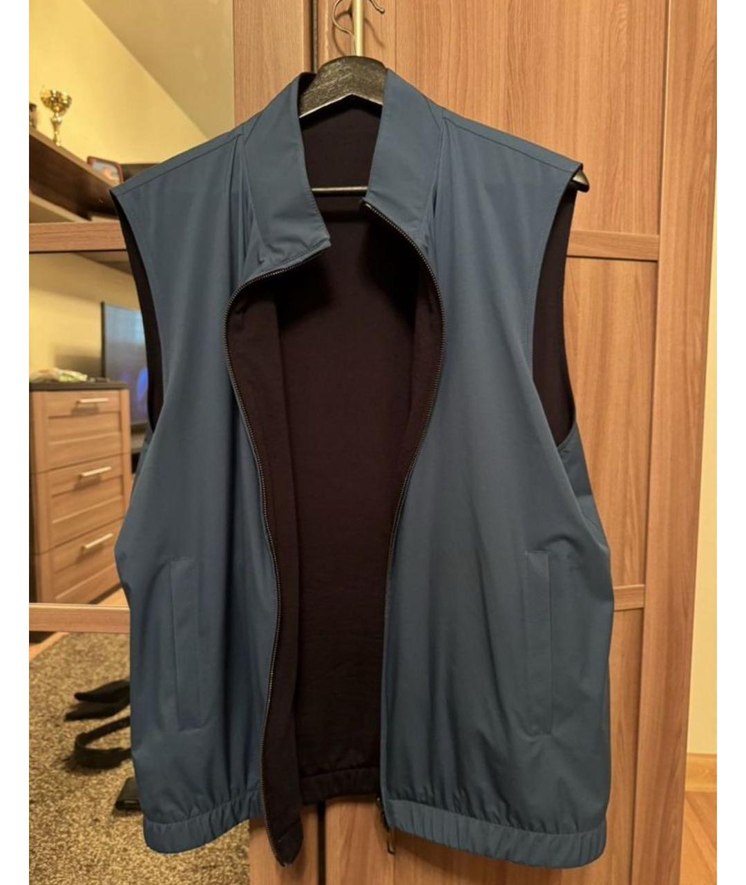 LORO PIANA Голубой шерстяной жилет, фото 2