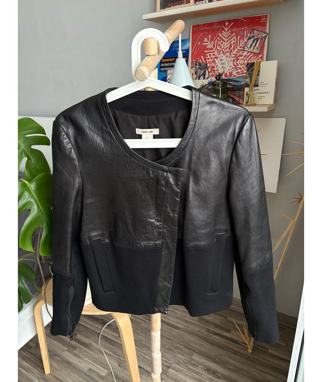 HELMUT LANG Черная кожаная куртка, фото 2