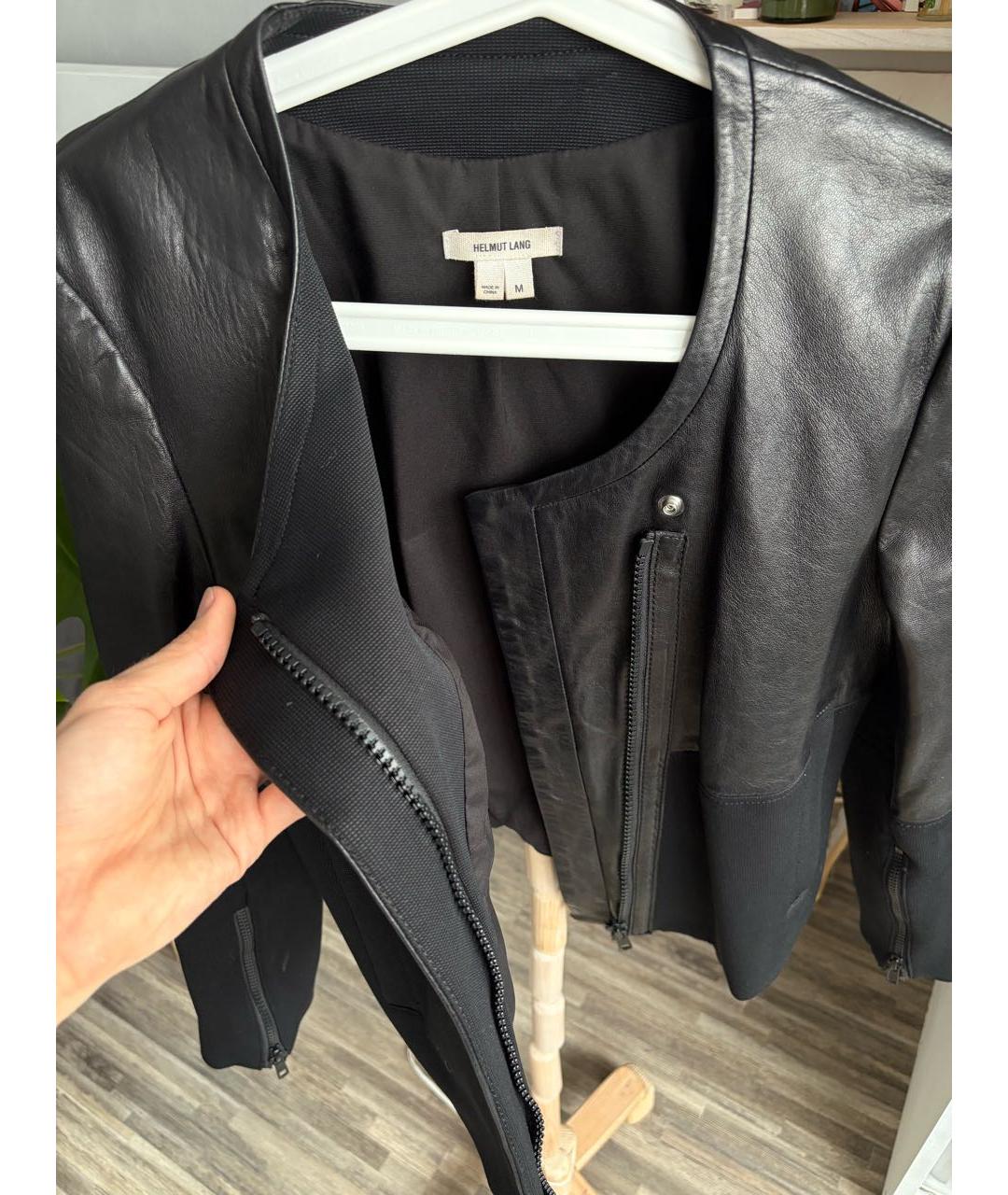 HELMUT LANG Черная кожаная куртка, фото 6