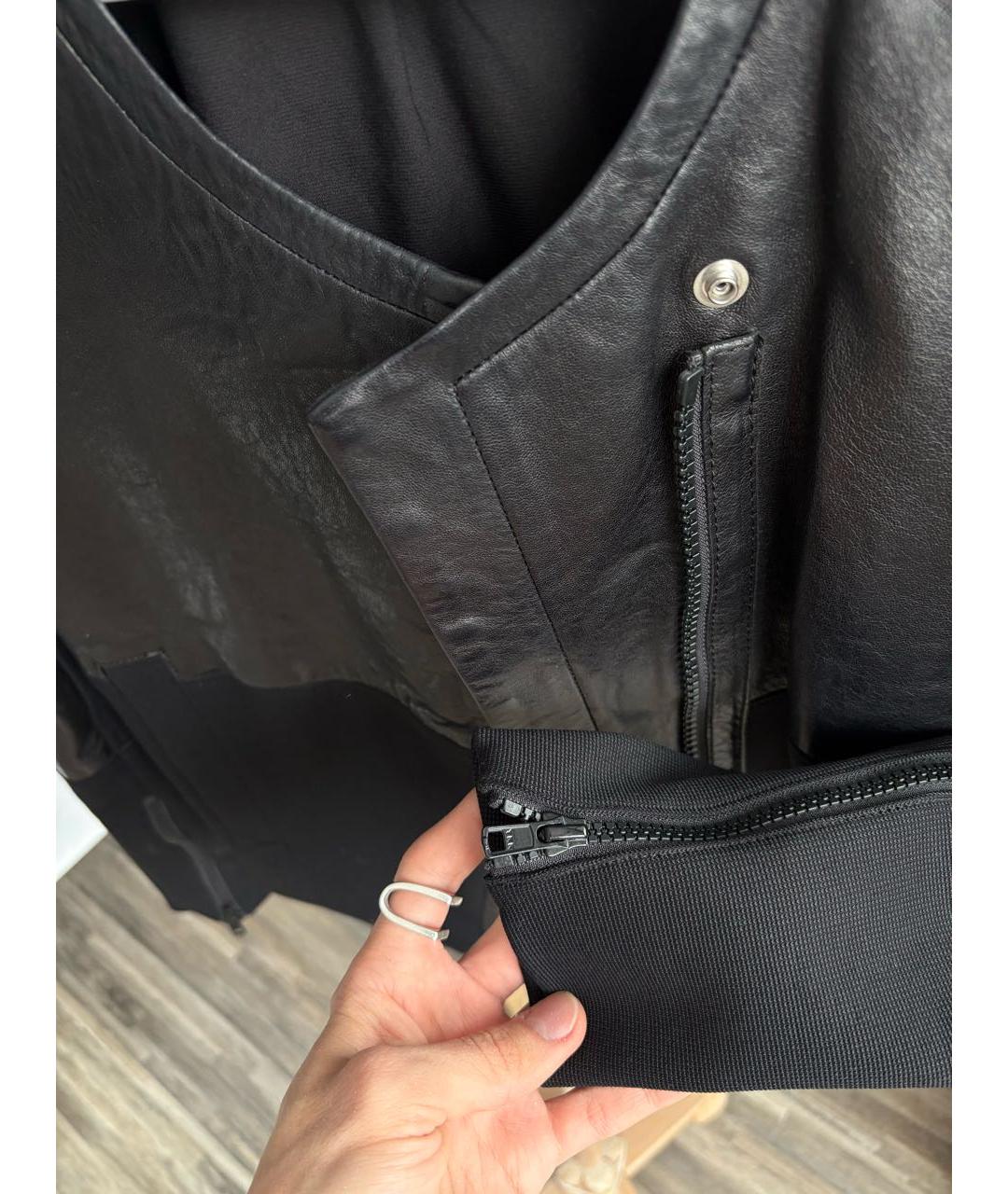 HELMUT LANG Черная кожаная куртка, фото 7