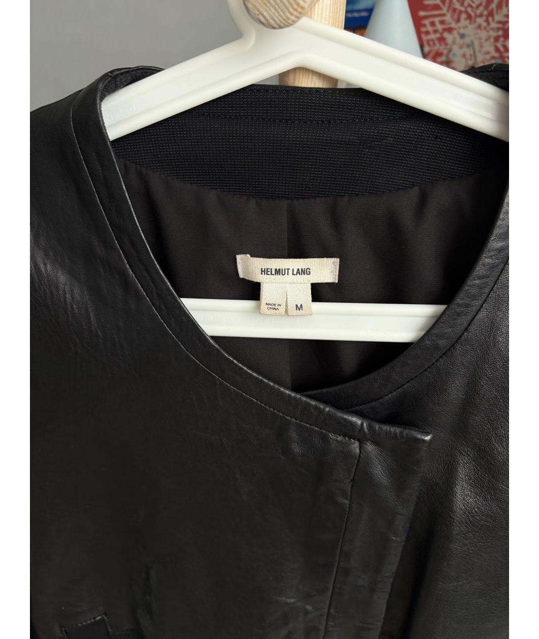 HELMUT LANG Черная кожаная куртка, фото 4