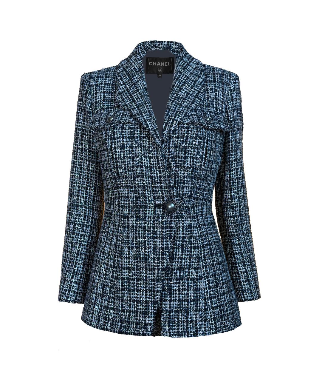 CHANEL Черный твидовый жакет/пиджак, фото 1