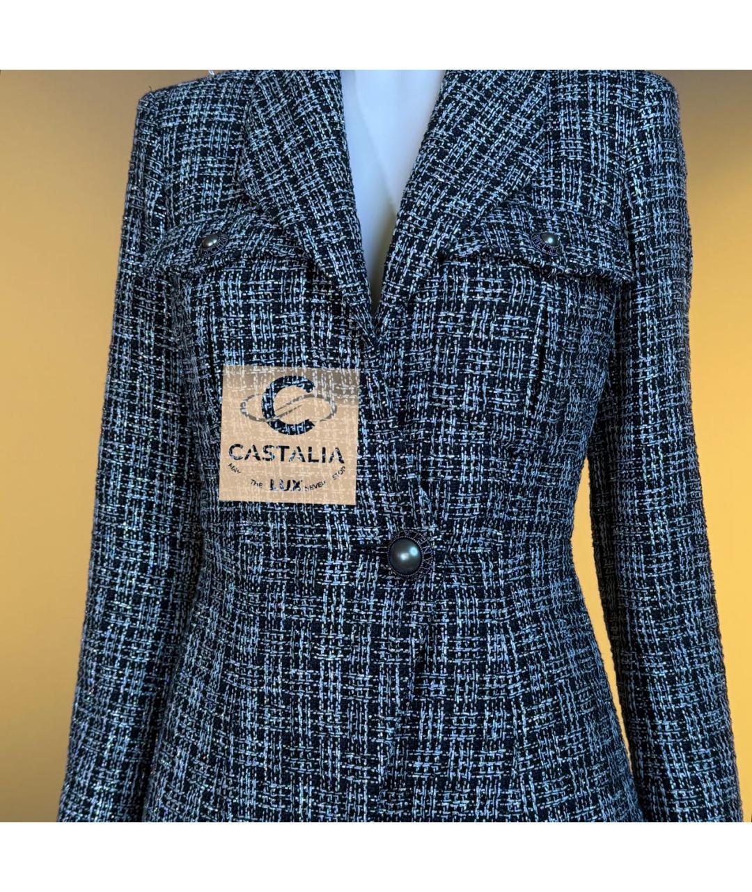 CHANEL Черный твидовый жакет/пиджак, фото 5