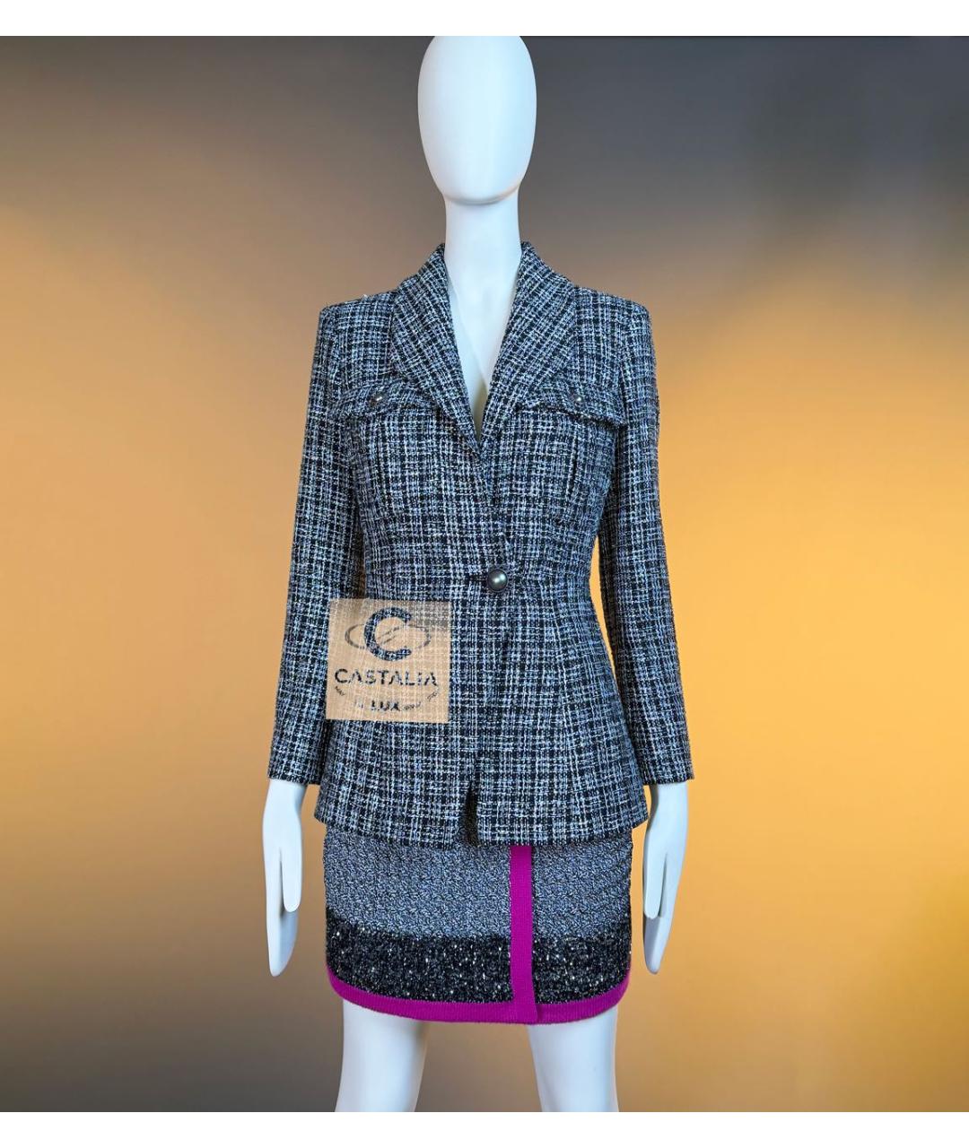 CHANEL Черный твидовый жакет/пиджак, фото 4