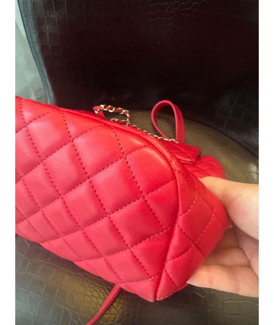 CHANEL Красный кожаный рюкзак, фото 4