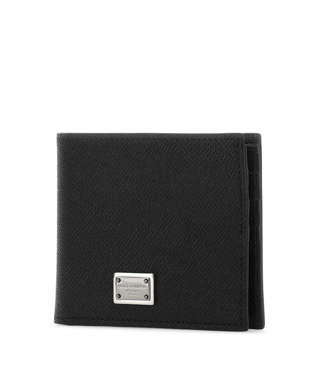 DOLCE&GABBANA Черный кожаный кошелек, фото 2