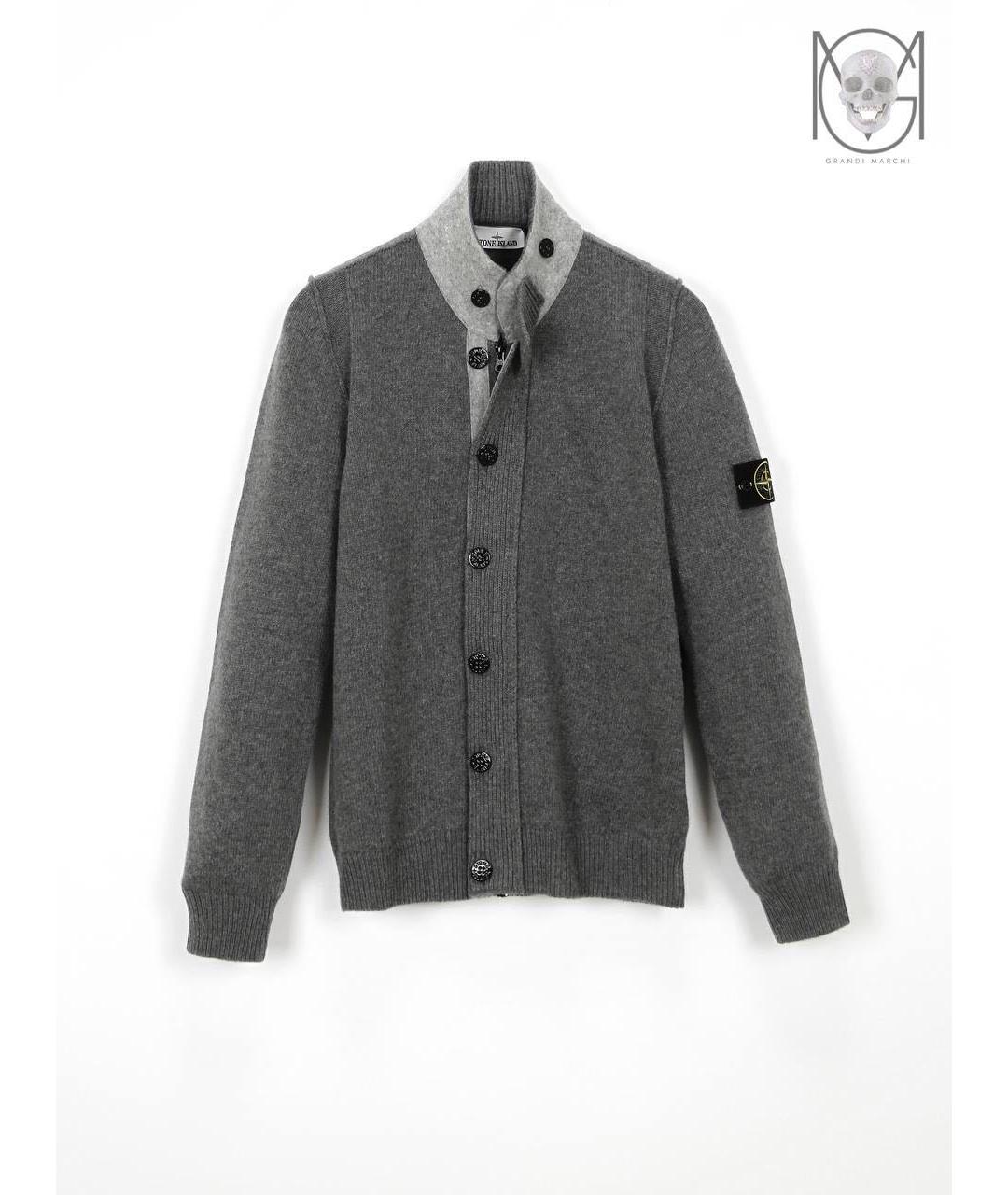 STONE ISLAND Серый шерстяной кардиган, фото 9